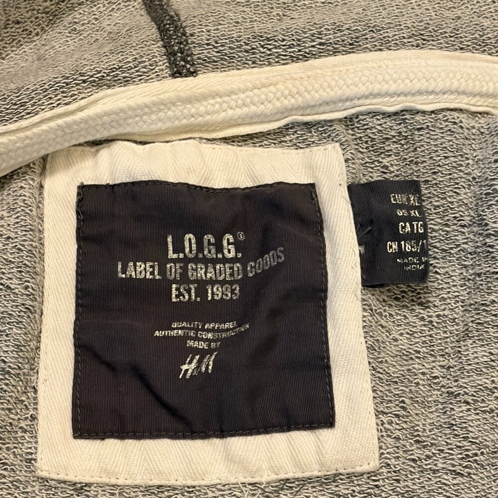 H&M L.O.G.G Grey distressed full zip up Hoodie size X-large